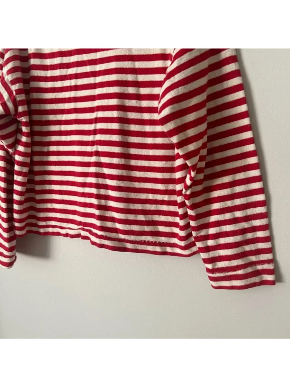 Universal Thread Red & White Stripe Boat Neck Long Sleeve Shirt Women's Size L - Picture 2 of 9